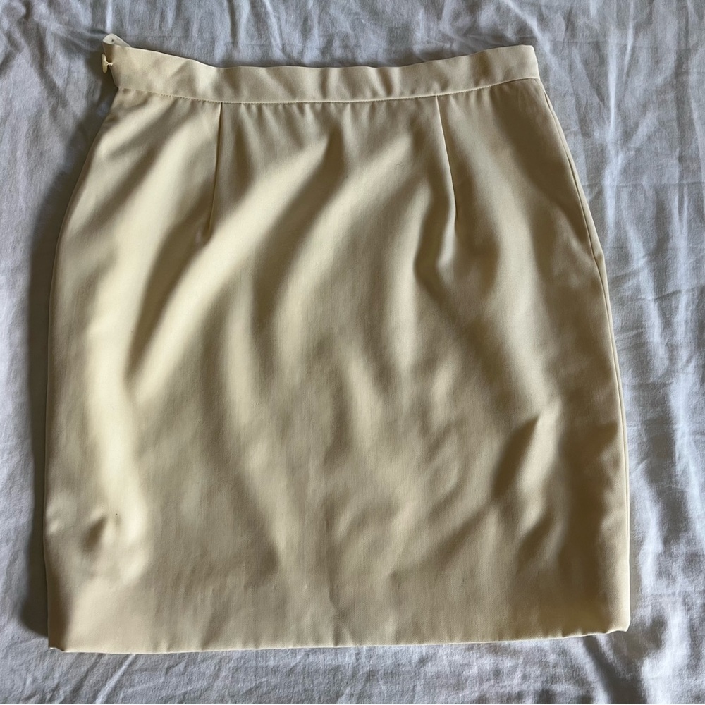 VTG Ralph Lauren Purple Label Classic Ivory Lined Wool Short Pencil Skirt Sz 10 - Picture 14 of 15